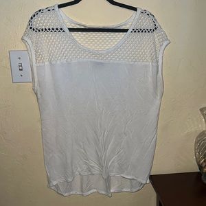 Express Large Slight high/low Top Cut out white sleeveless shirt